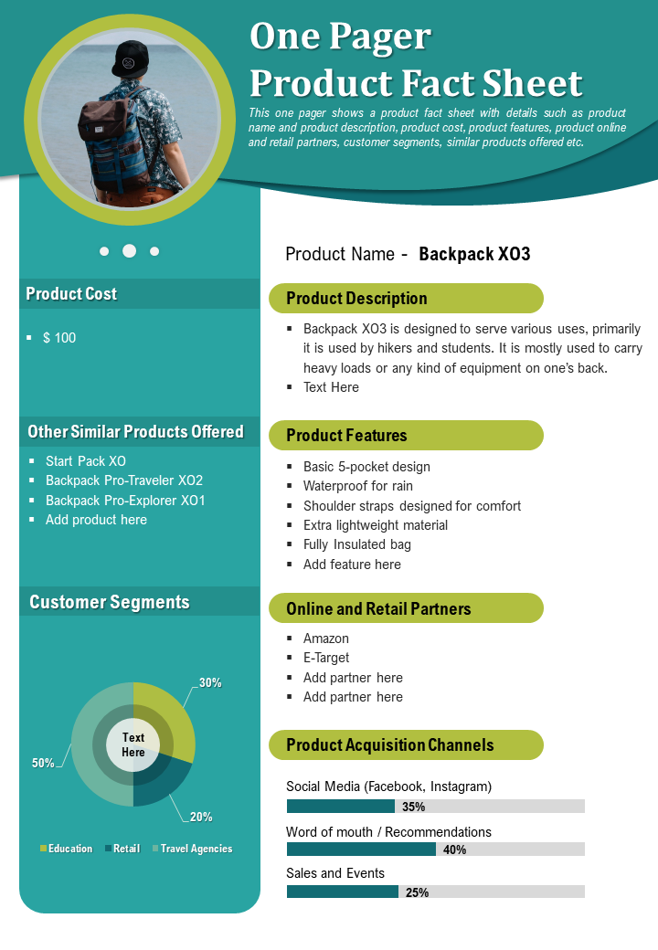 One Pager Product Fact Sheet Presentation Report Infographic
