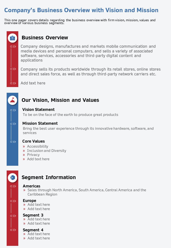 One Page Company's Business Overview Template
