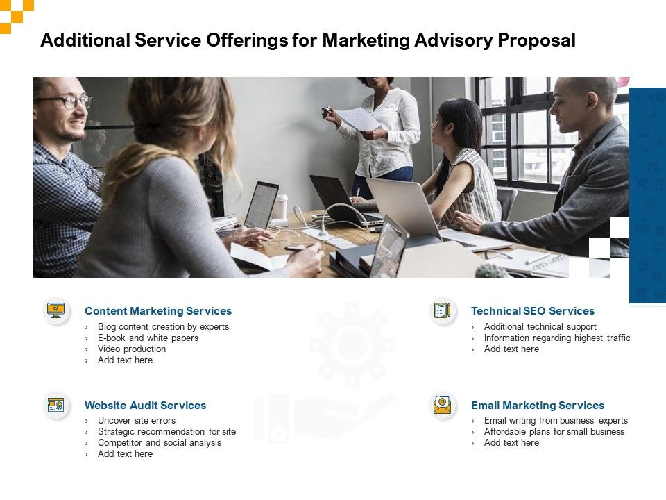 Additional Service Offerings For Marketing Advisory Proposal