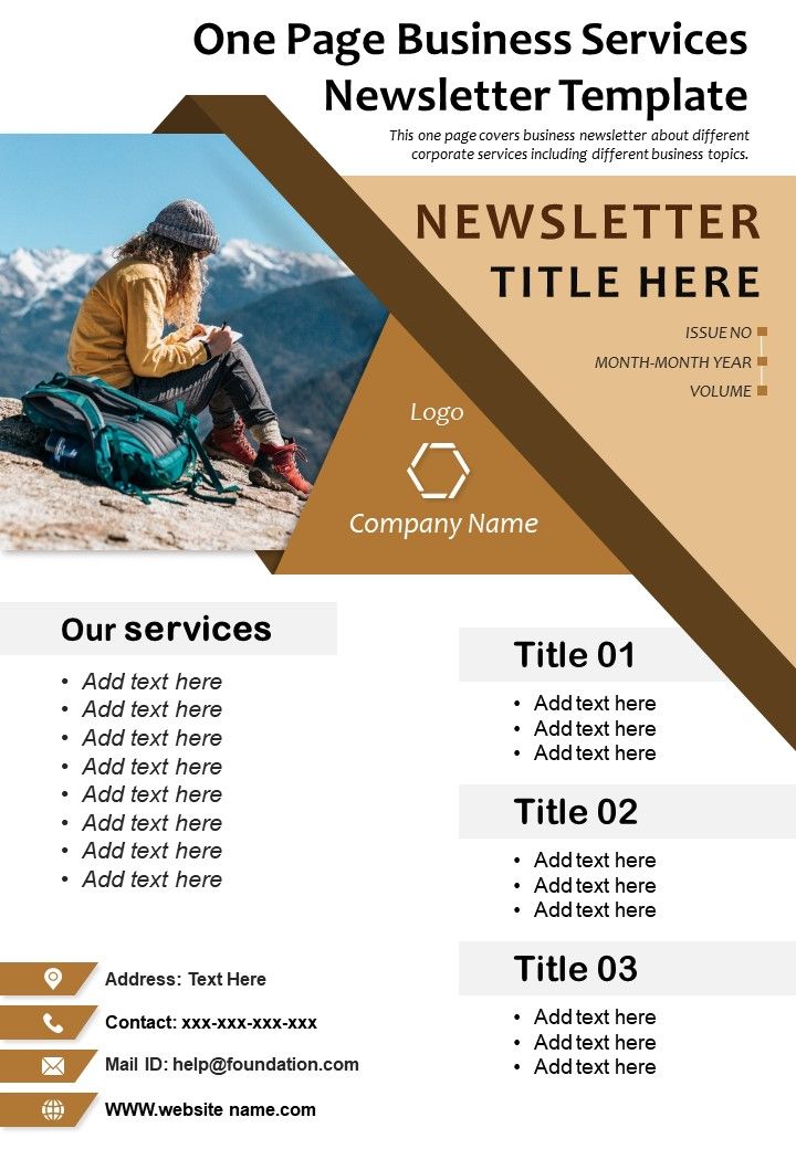 One Page Business Services Newsletter Template