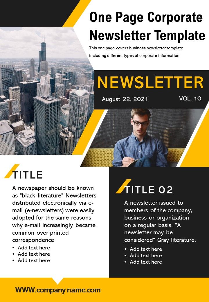One Page Corporate Newsletter Template