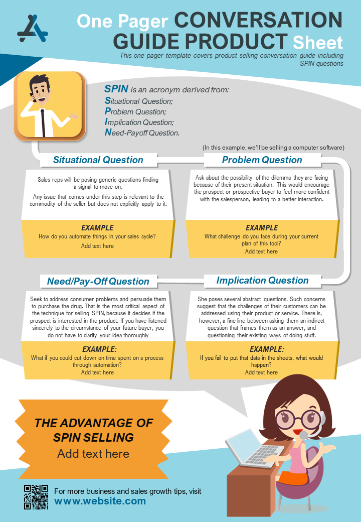 One-Pager Conversation Guide Product Sheet Presentation Report Infographic PPT