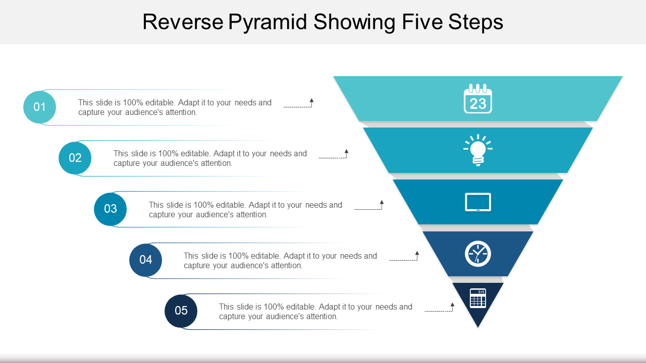Reverse Pyramid Showing Five Steps