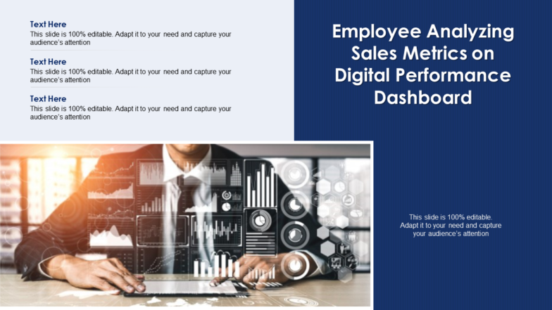 Employee Analyzing Sales Metrics On Digital Performance Dashboard