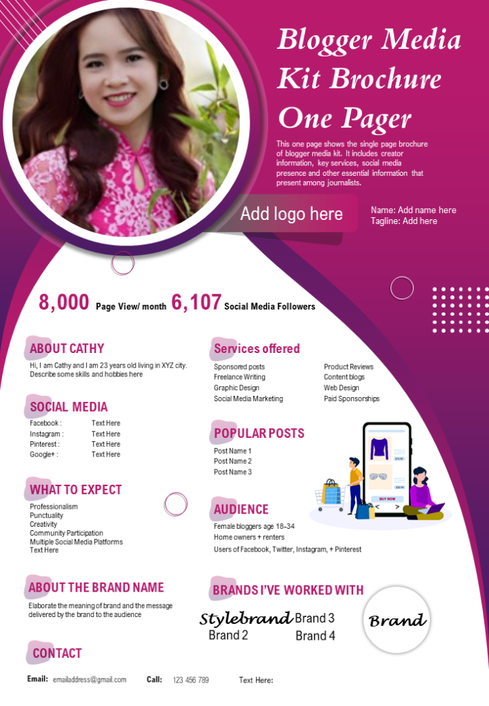 Blogger Media Kit Brochure One Page