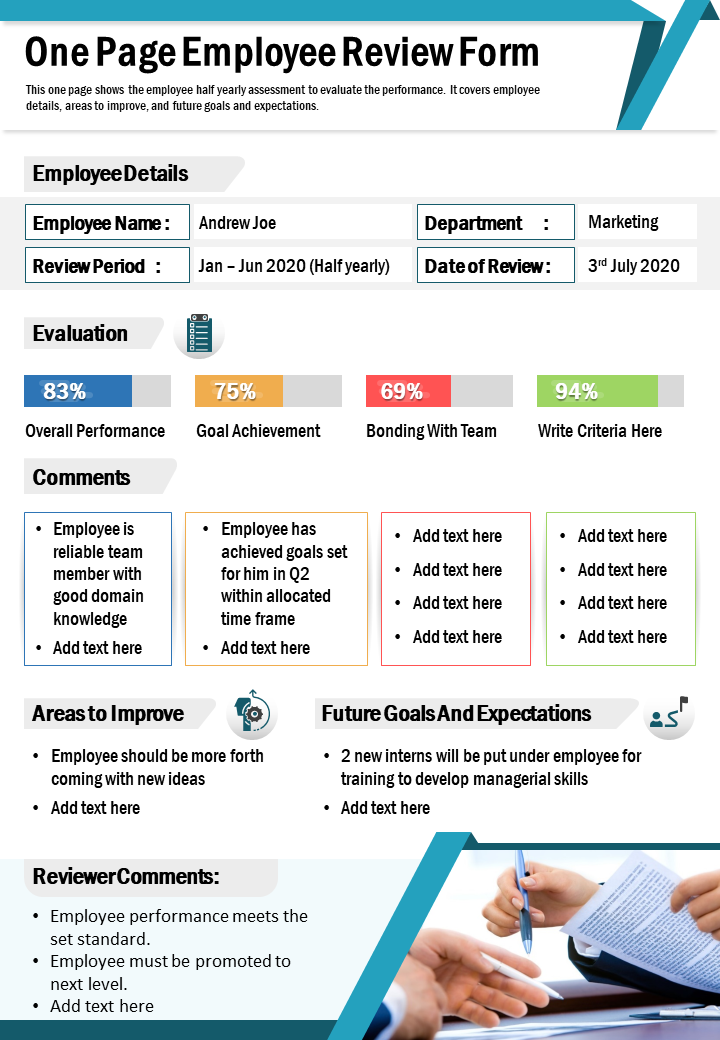 One Page Employee Review Form