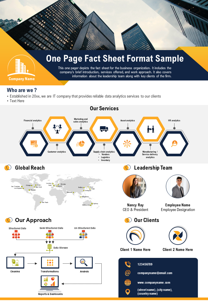 One-Page Fact Sheet Format Sample Template