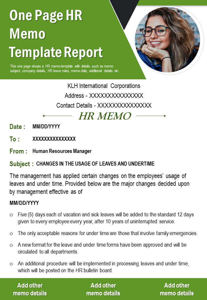 One Page HR Memo Report 