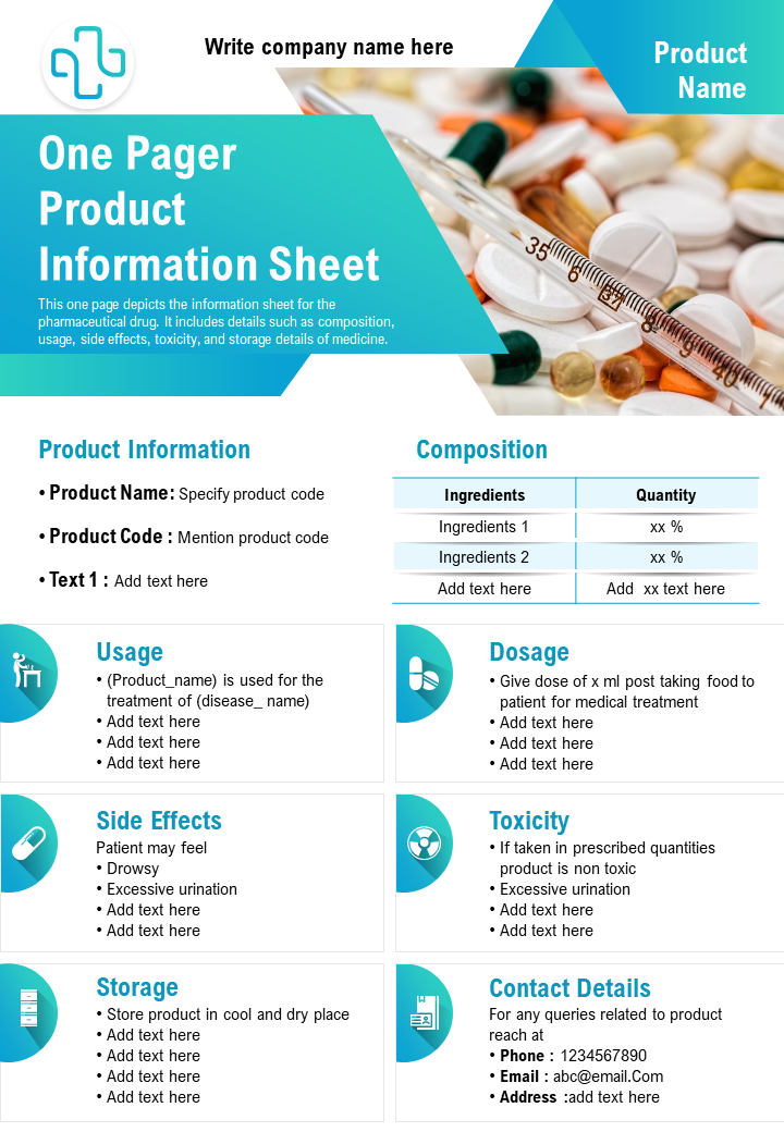 One-Page Product Information Sheet Template