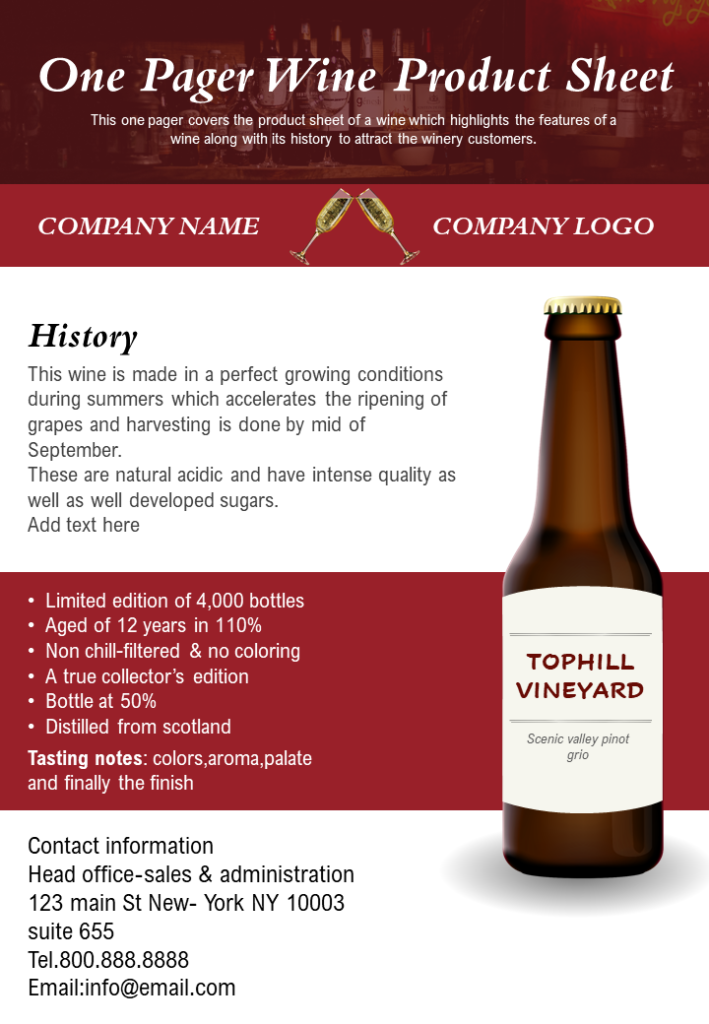 One Pager Wine Product Sheet 