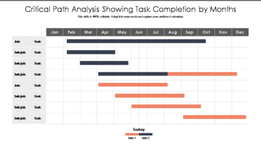 Critical Path Analysis Showing Task Completion By Months