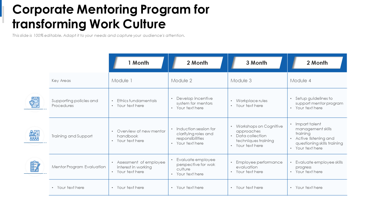 Corporate Mentoring Program For Transforming Work Culture PowerPoint Slide