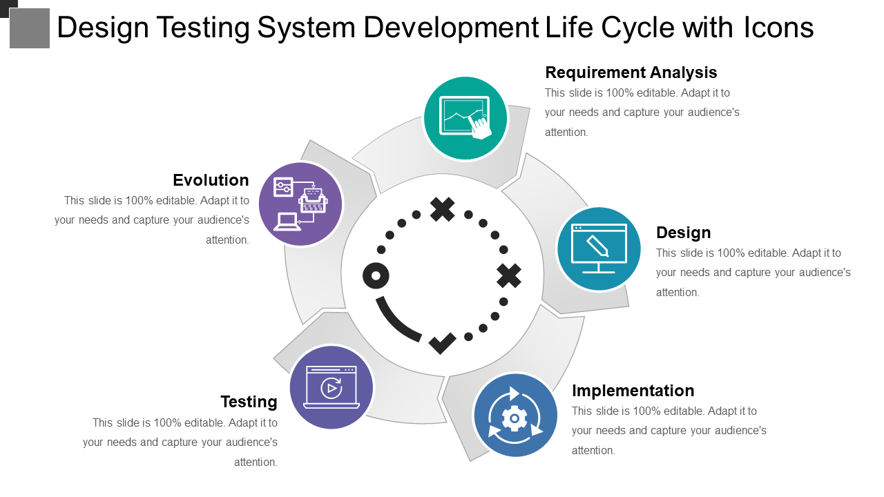 Design Testing System Development Life Cycle with Icons
