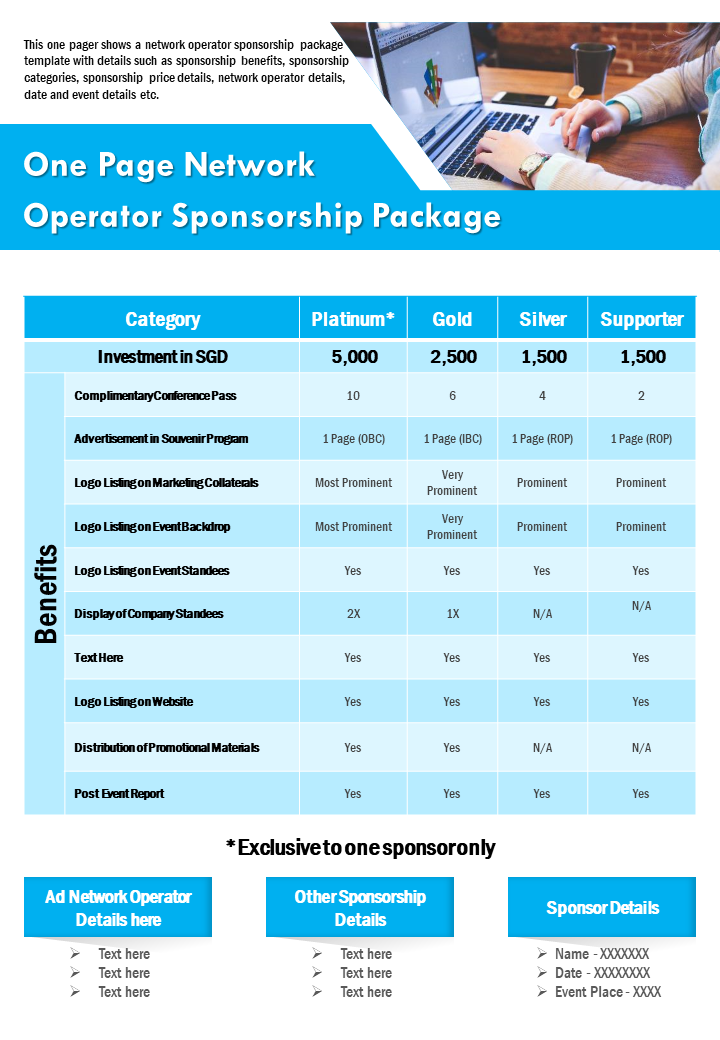 One Page Network Operator Sponsorship Package