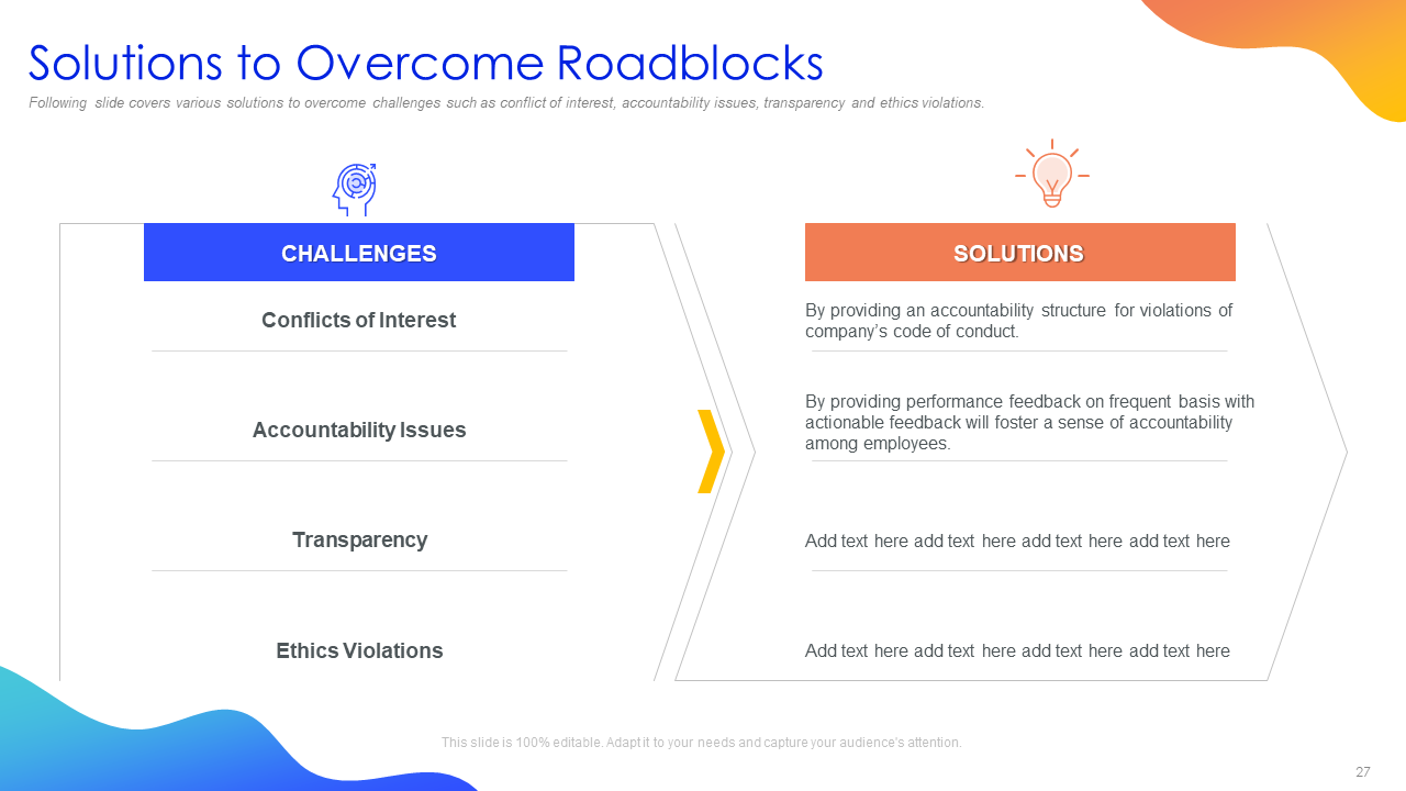 Solutions to Overcome Roadblocks PowerPoint Slide