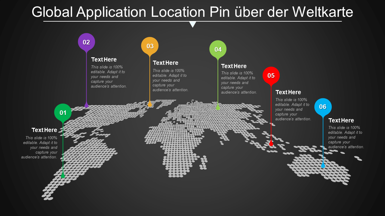 Global Application Location Pin über der Weltkarte