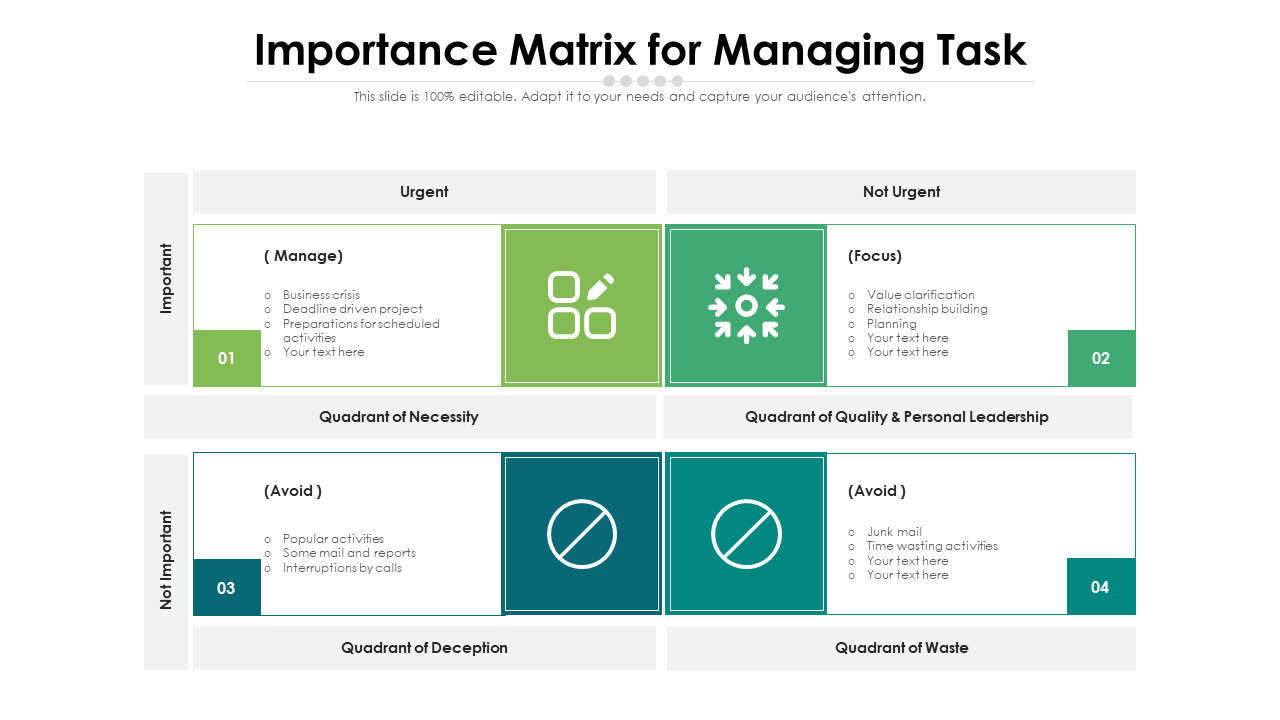 Importance Matrix For Managing Task