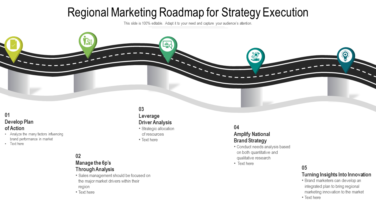 Regional Marketing Roadmap For Strategy Execution PowerPoint Slides