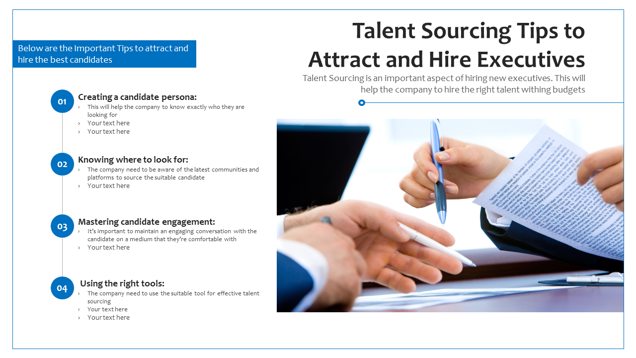 Talent Sourcing Tips To Attract And Hire Executives PowerPoint Slides
