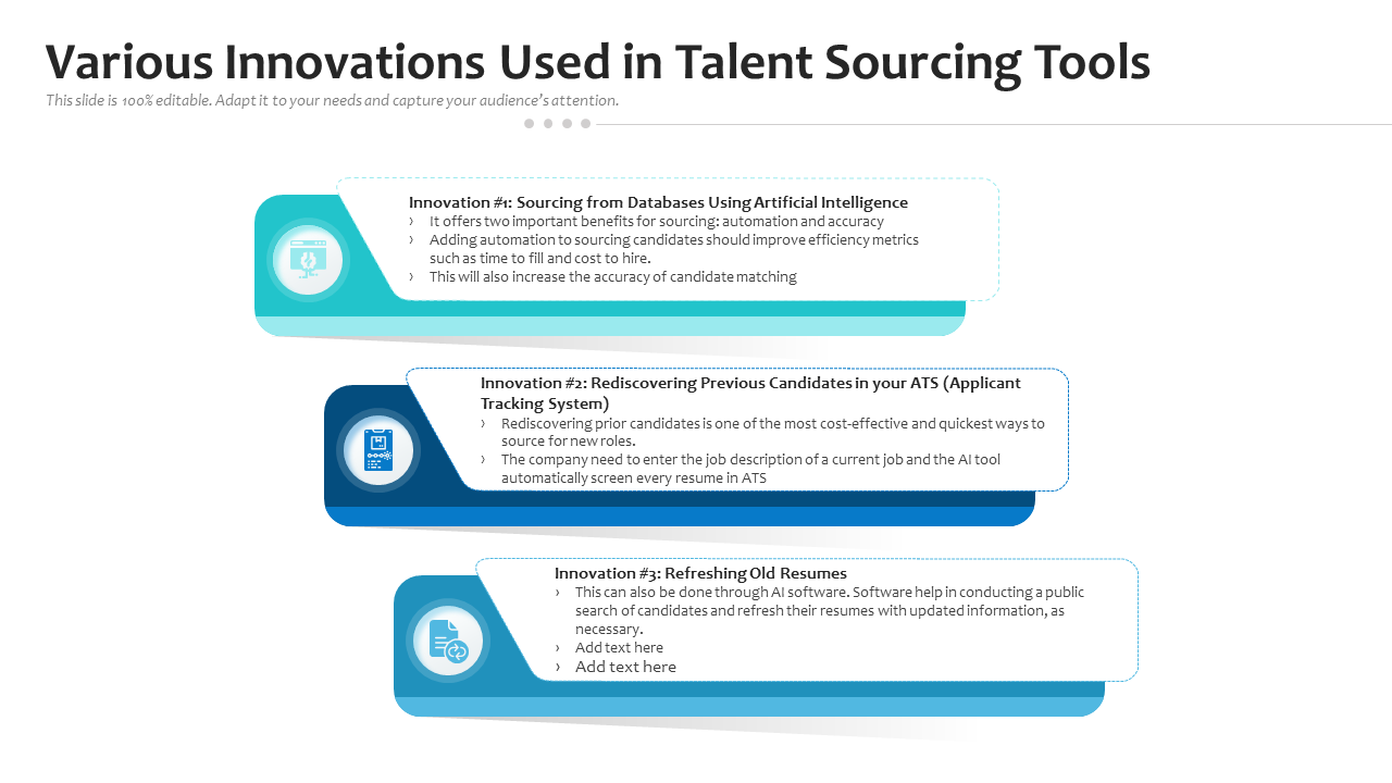 Various Innovations Used In Talent Sourcing Tools PowerPoint Slides