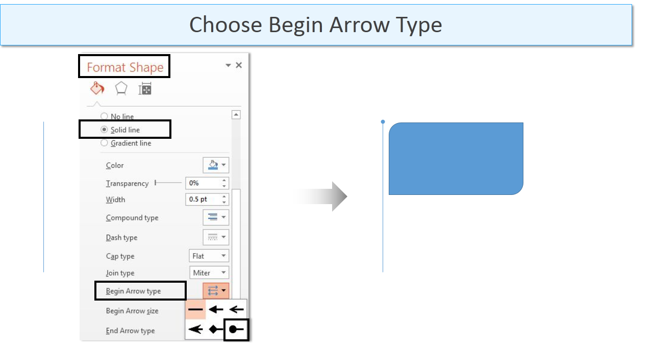 Wählen Sie Begin Arrow Type