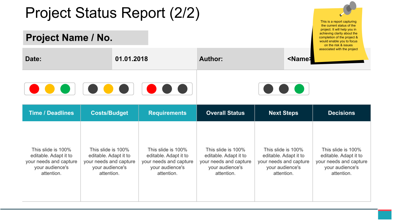 Project Status Report Powerpoint Slide Deck