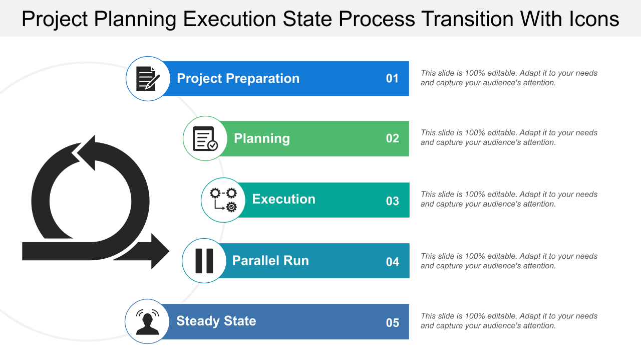 Project Planning Execution State Process Transition With Icons