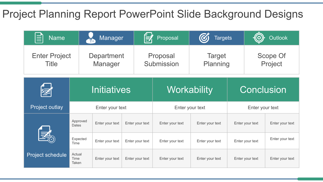 Project Planning Report Powerpoint Slide Background Designs