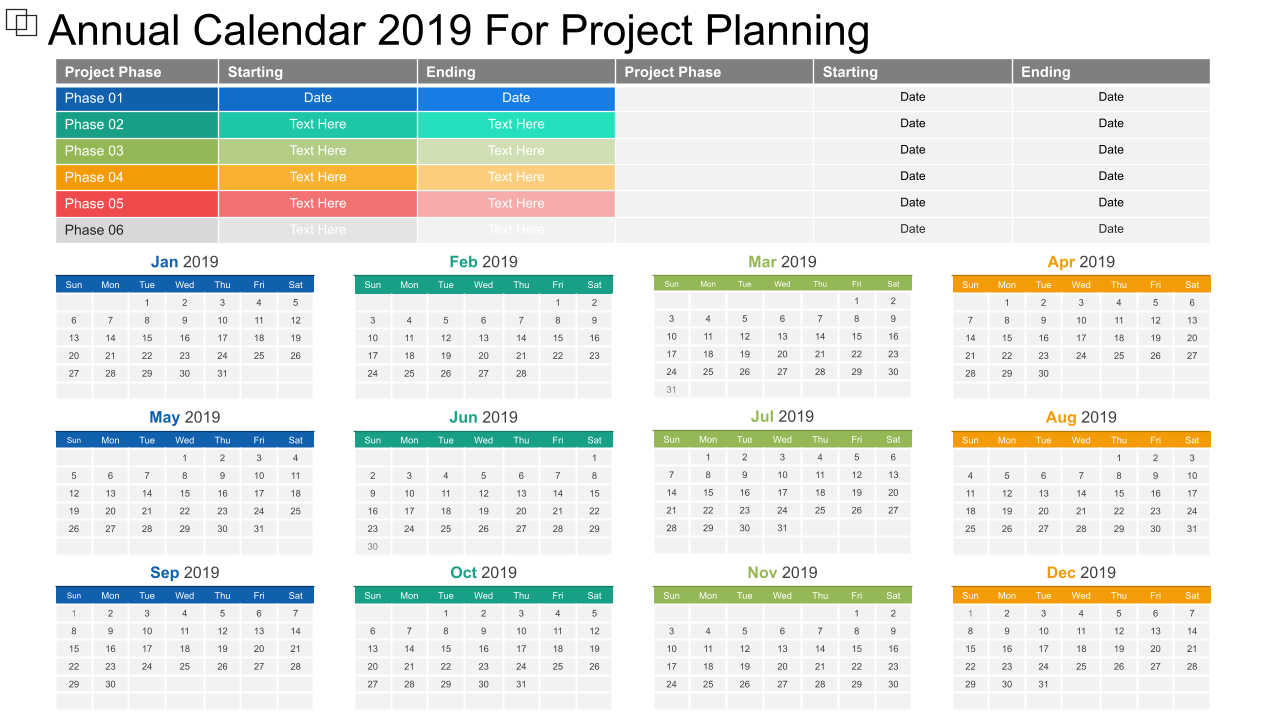 Annual Calendar 2019 For Project Planning