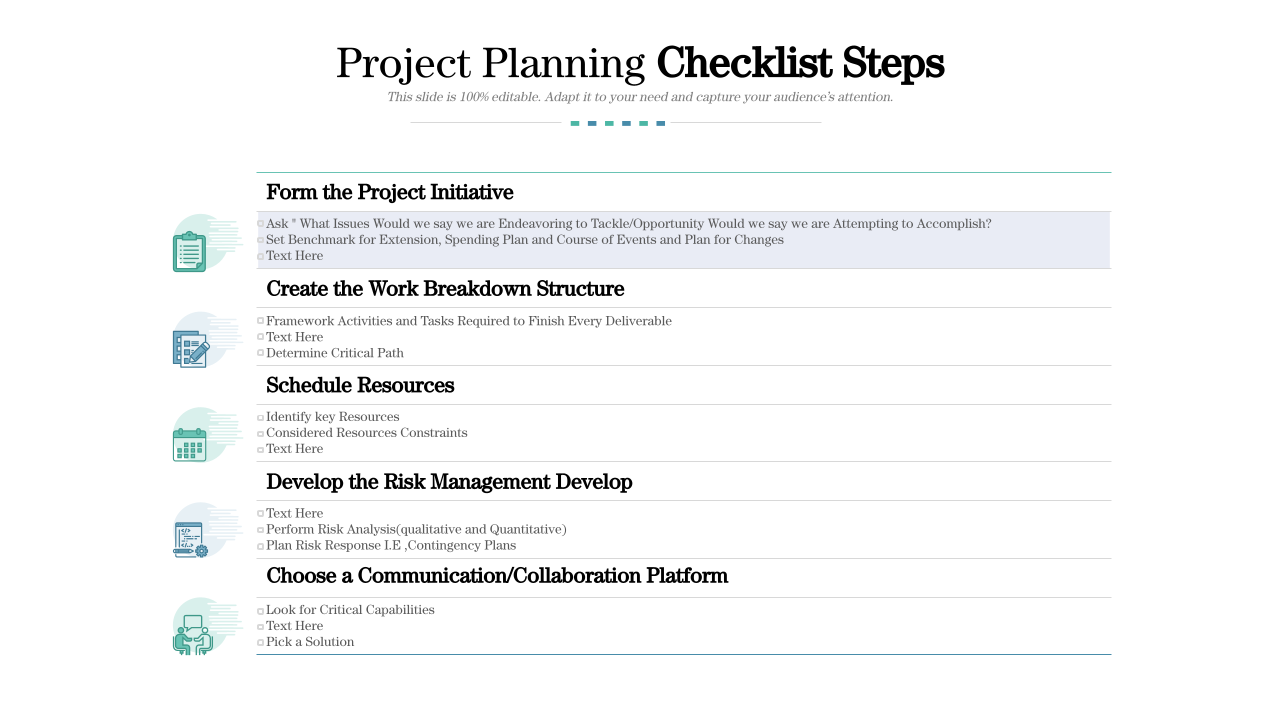 Project Planning Checklist Steps