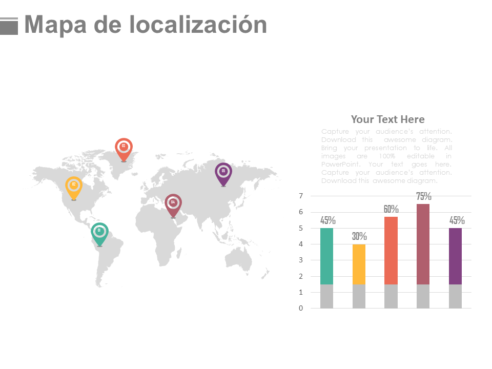 Diapositiva PPT del mapa mundial
