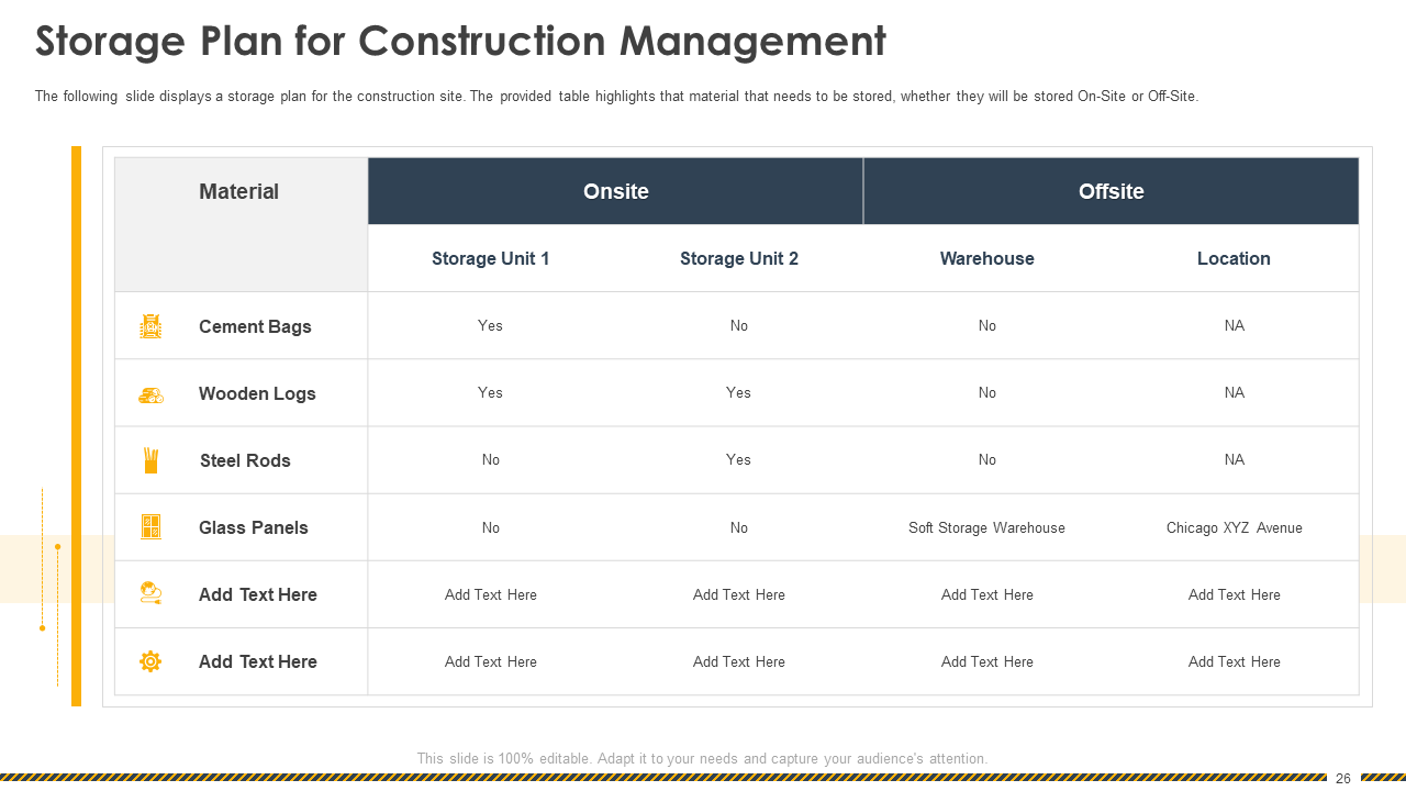 Storage Plan for Construction Management 
