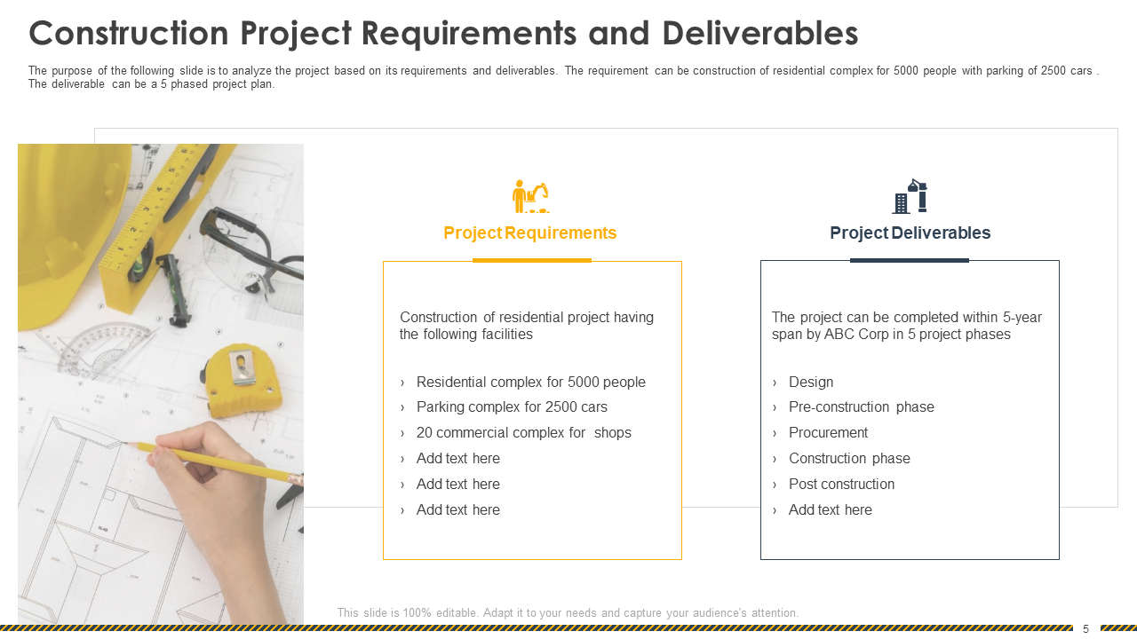 Construction Project Requirements and Deliverables 