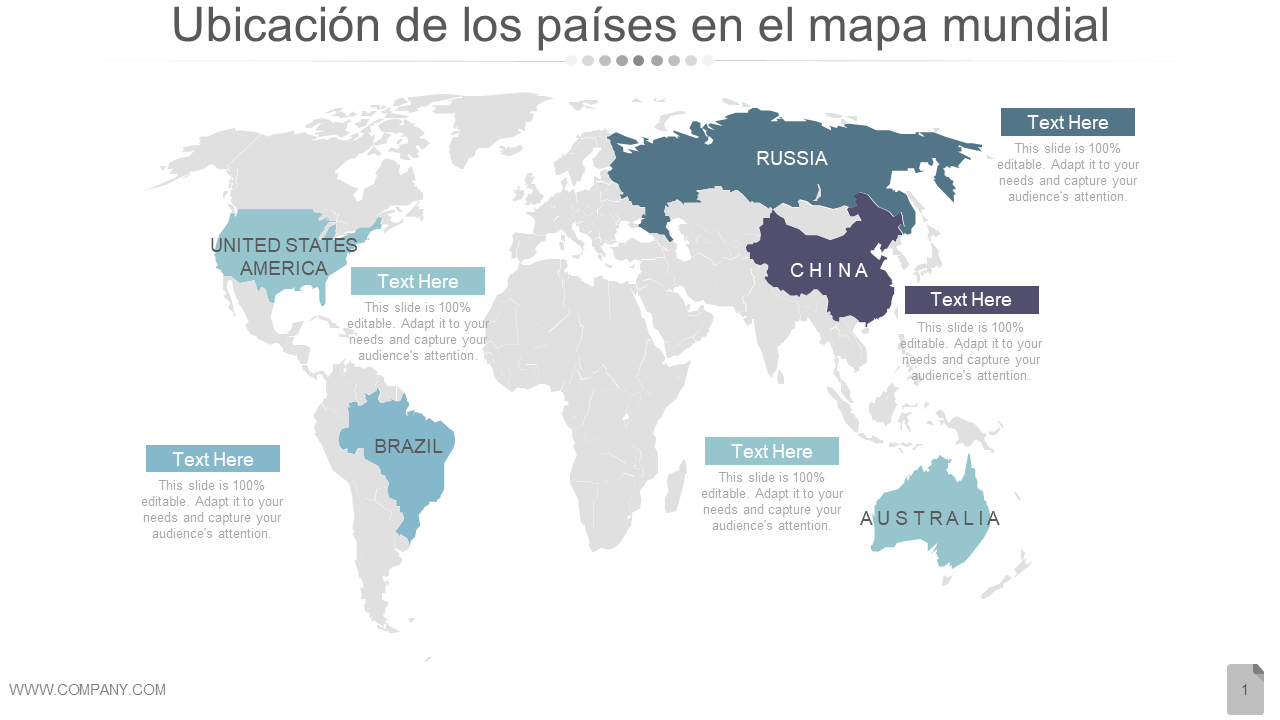 Ubicación de los países en el mapa mundial