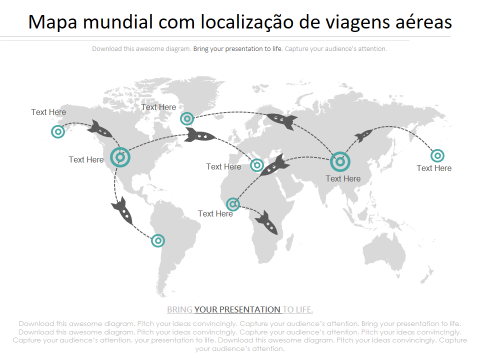 Mapa mundial com localização de viagens aéreas