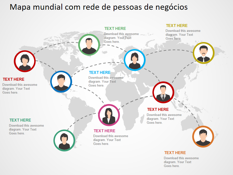 Mapa mundial com rede de pessoas de negócios