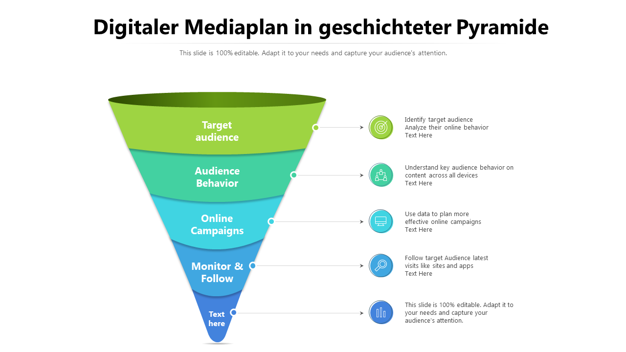 Digitaler Mediaplan in geschichteter Pyramide