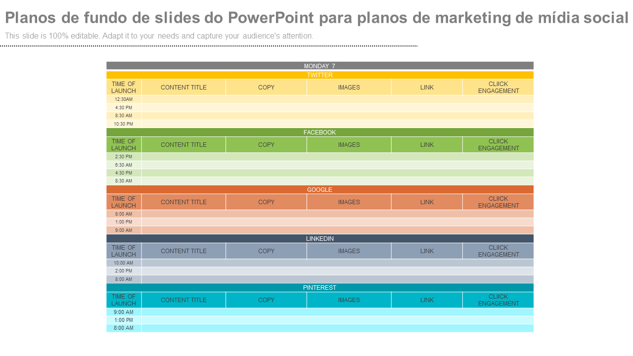 Planos de fundo de slides do PowerPoint para planos de marketing de mídia social
