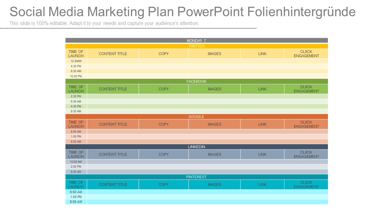Social Media Marketing Plan PowerPoint Folienhintergründe