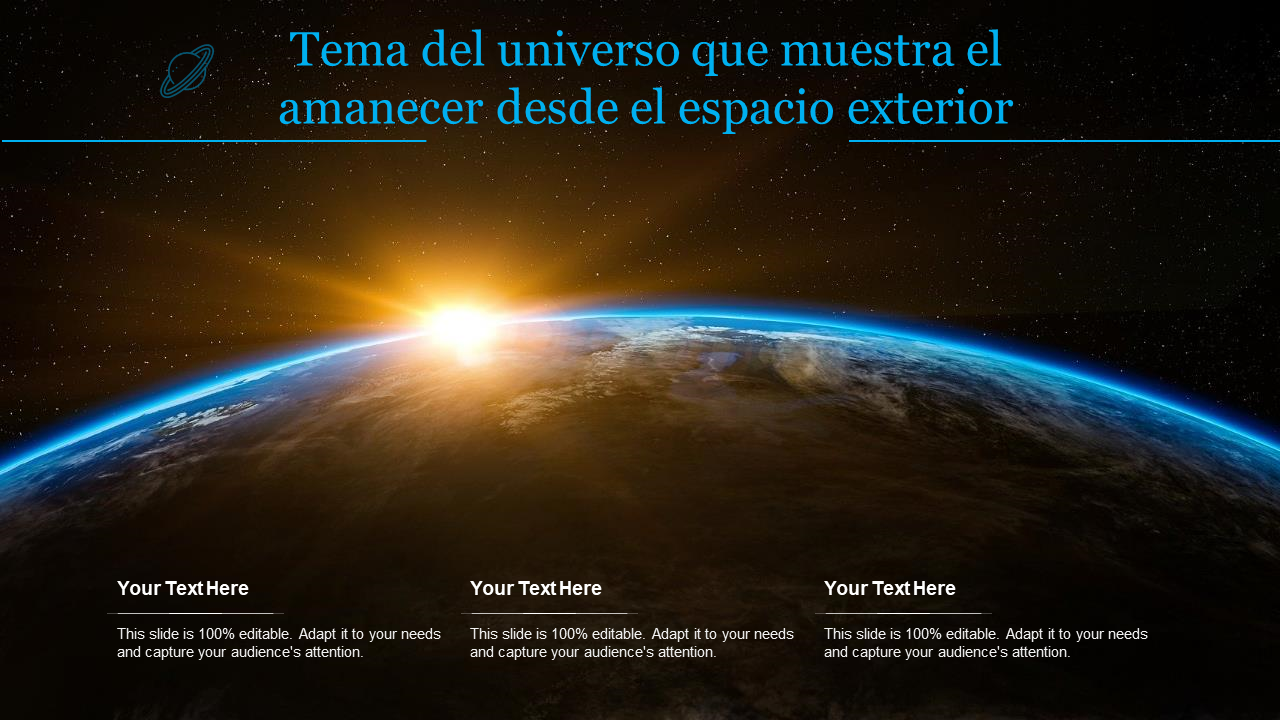 Tema del universo que muestra el amanecer desde el espacio exterior