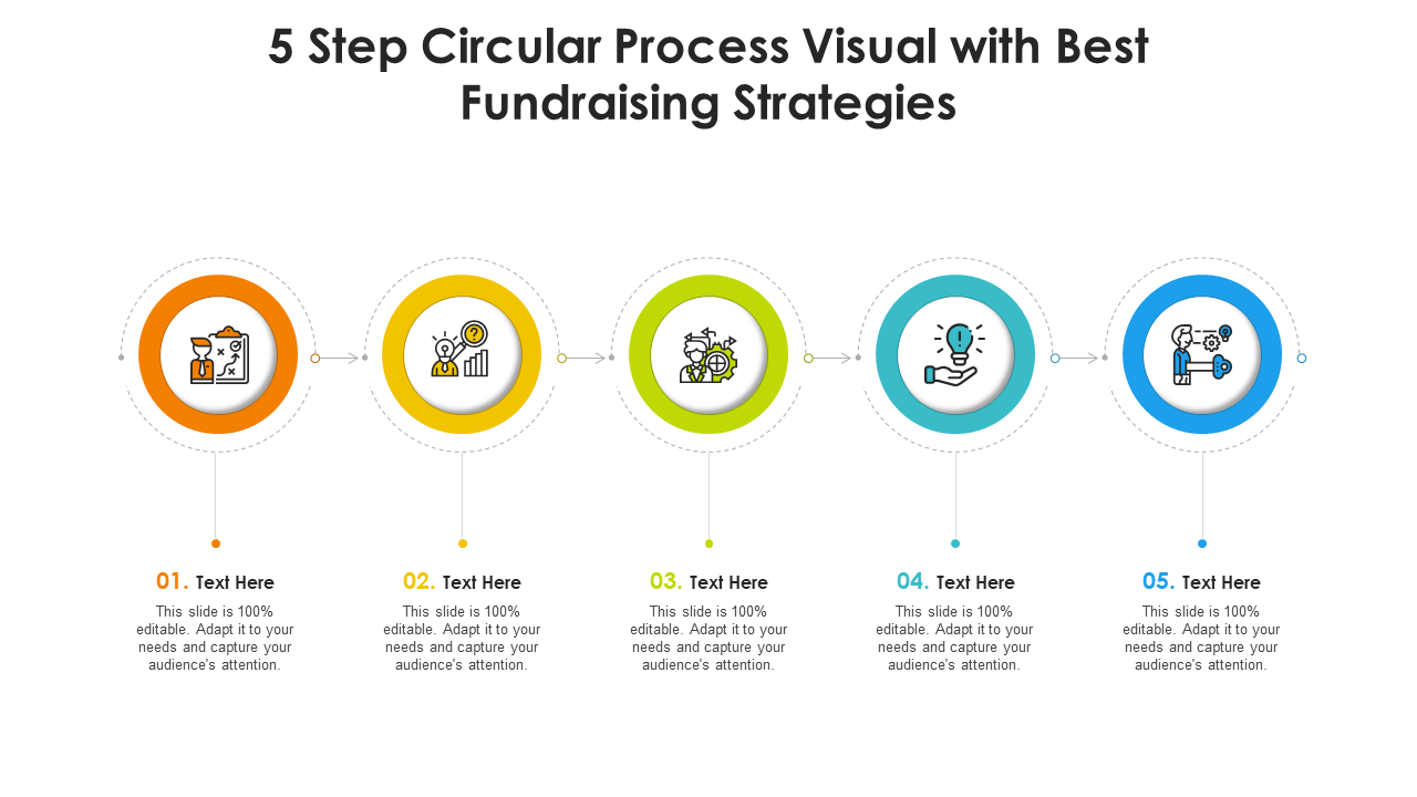5 Step Circular Process Visual with Best Fundraising Strategies