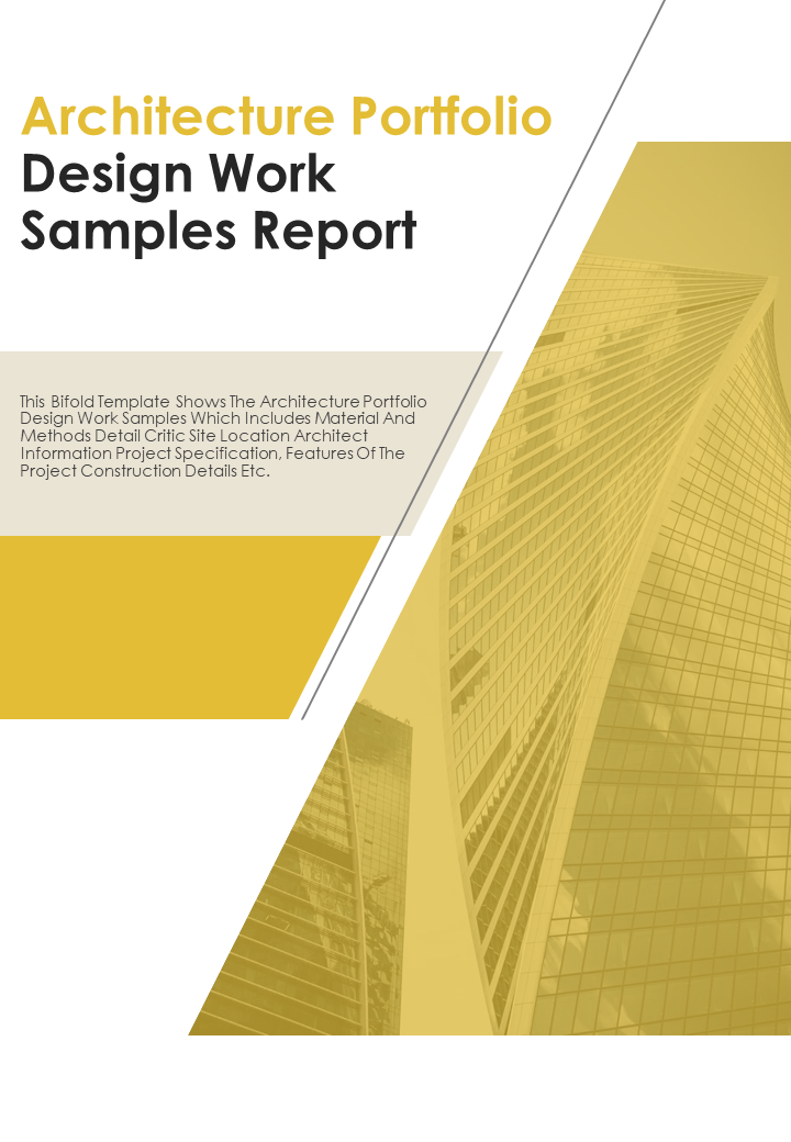 Bi Fold Architecture Portfolio Design Work Samples Document Report PDF PPT