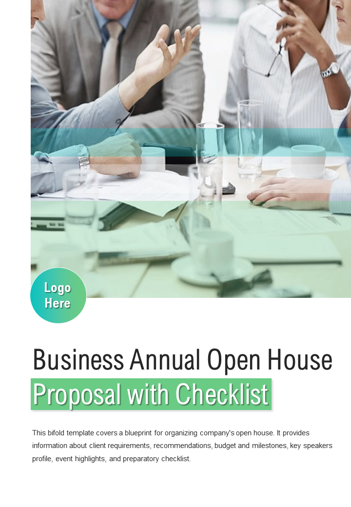 Bi Fold Business Annual Open House Proposal With Checklist Document Report