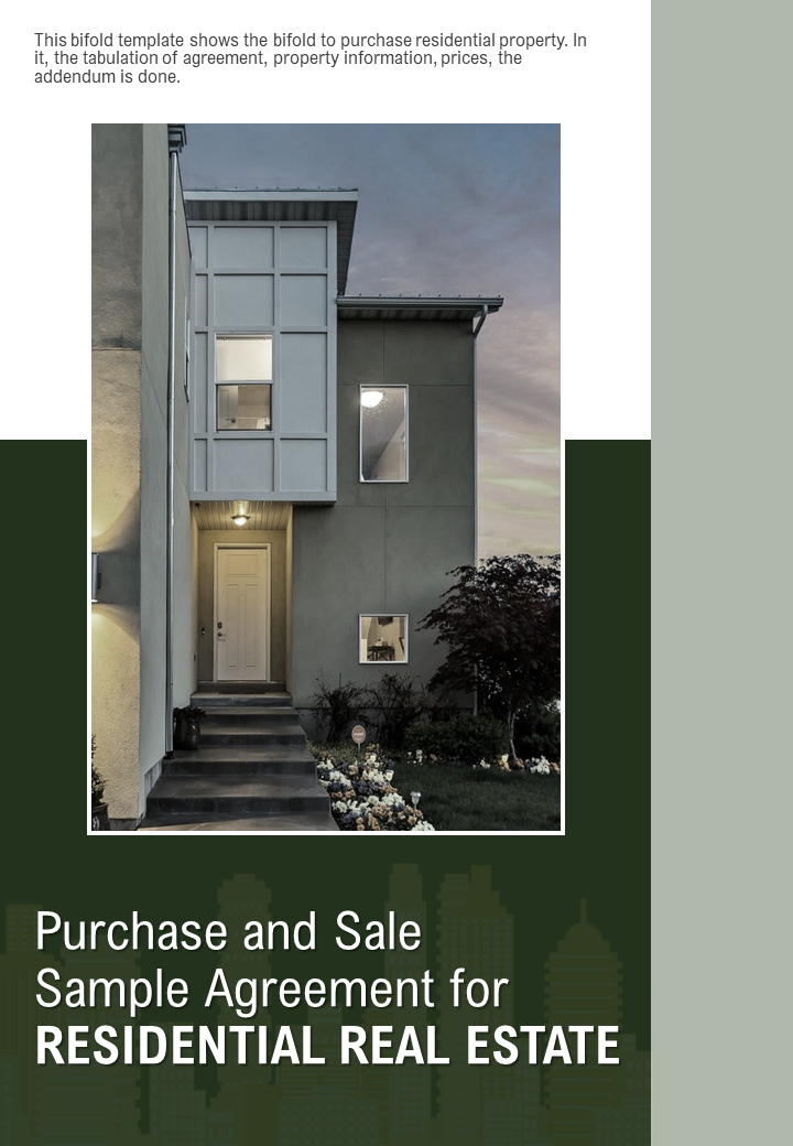 Bi Fold Purchase And Sale Sample Agreement For Residential Real Estate Document Report PDF