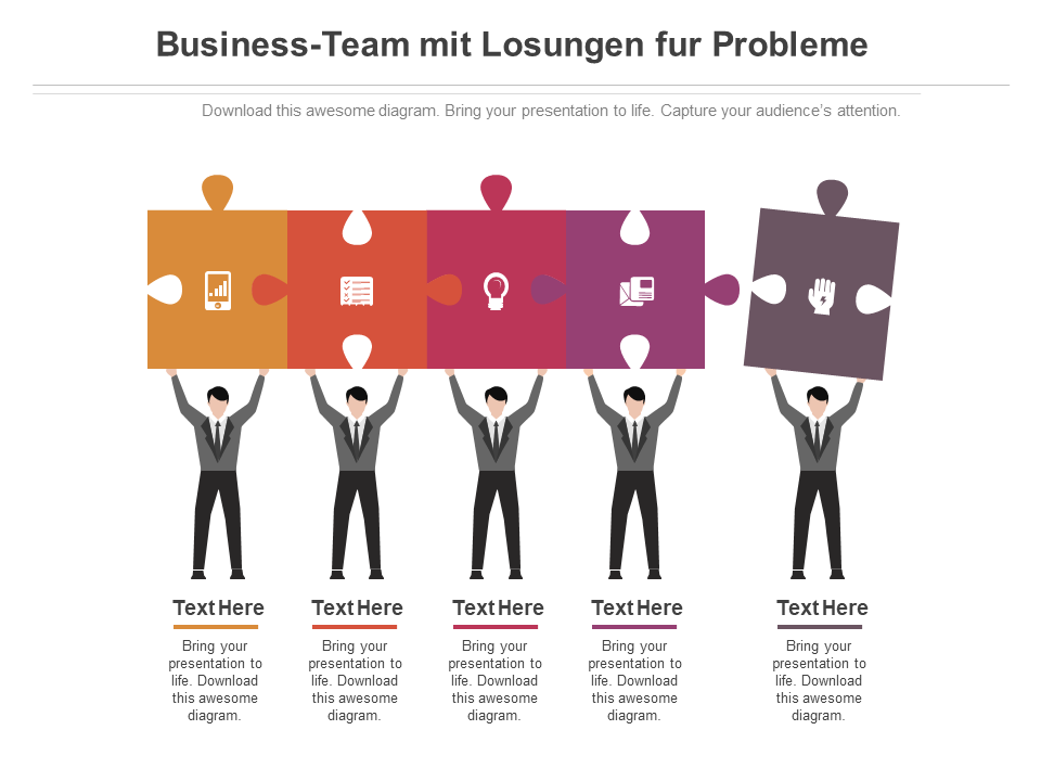 Business-Team mit Lösungen für Probleme