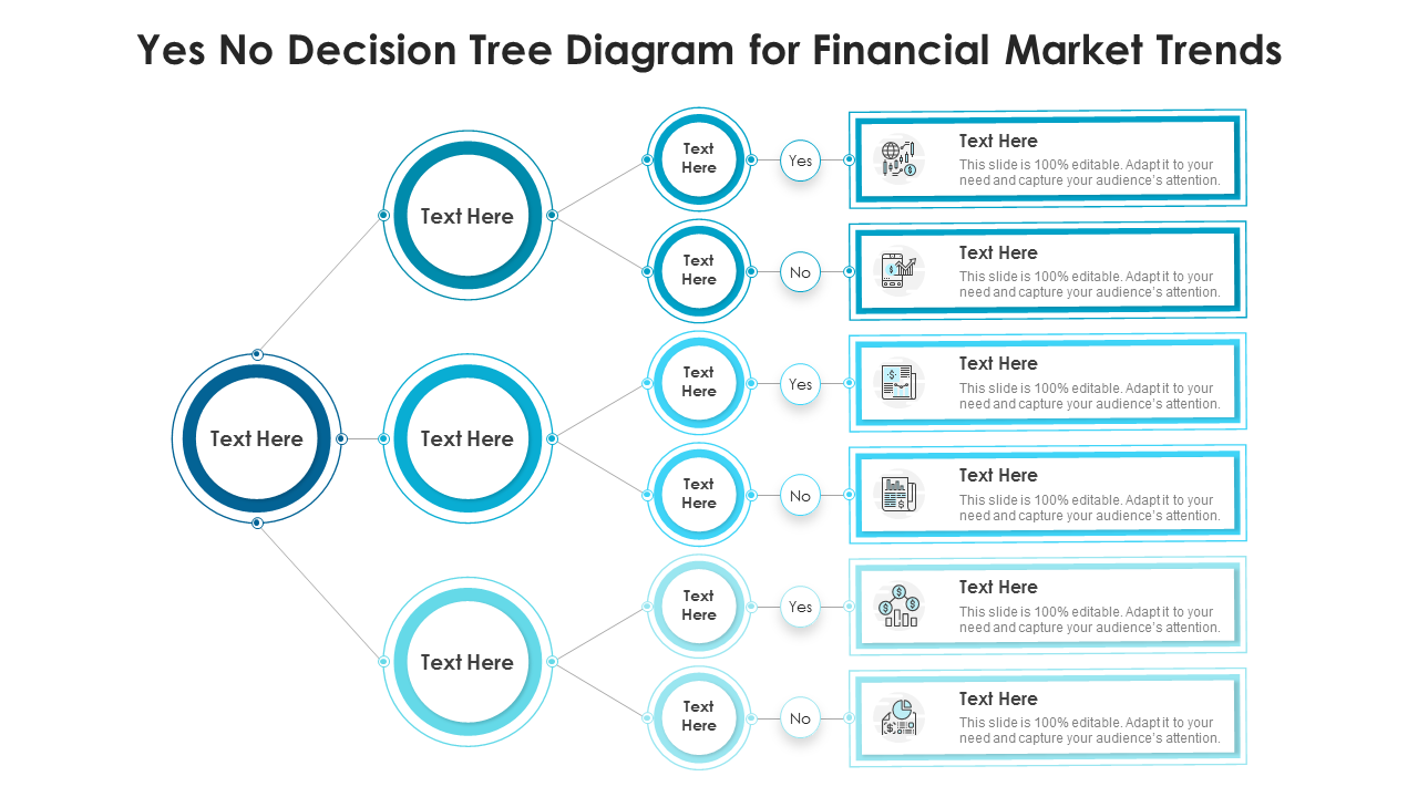 Decision Tree Diagram For Financial Market Trends PowerPoint Slides