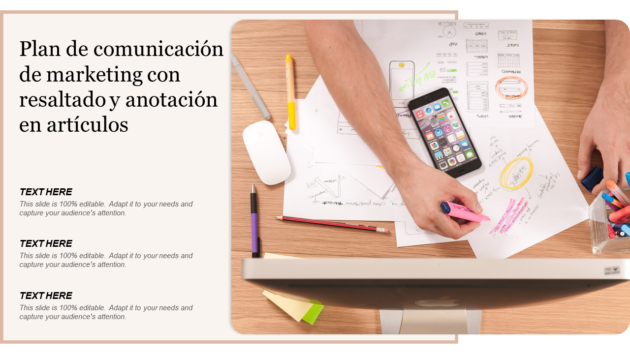Diapositiva de PowerPoint del plan de comunicación de marketing
