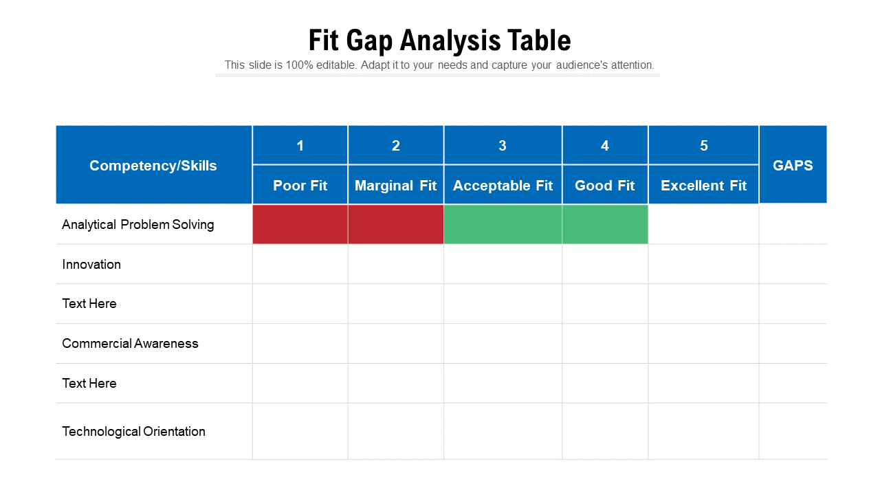 Fit Gap Analysis Table