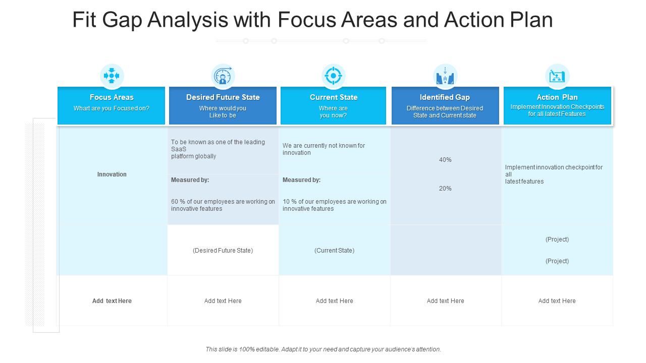 Fit Gap Analysis with Focus Areas and Action Plan