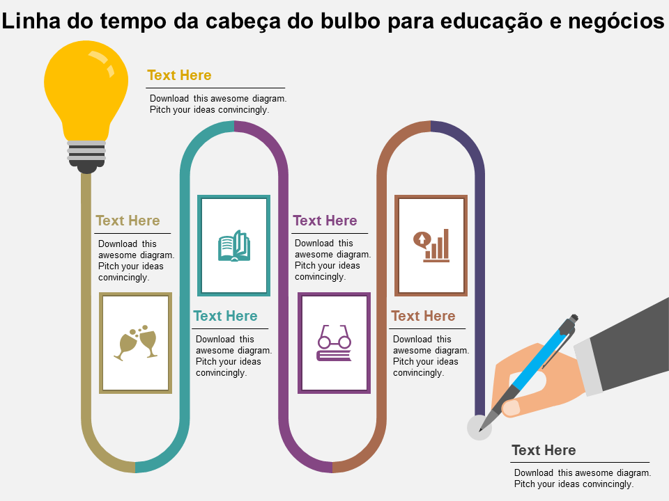 Linha do tempo da cabeça do bulbo para educação e negócios Linha do tempo da cabeça do bulbo para educação e negócios